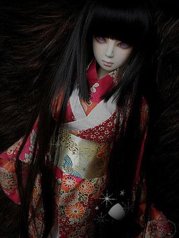 SDサイズ人形用ウィッグ 黒色 ストレート HT-和風三刀平