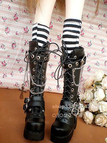 ドール靴 70cm/SD/MSDサイズ人形用 黒 Punk靴