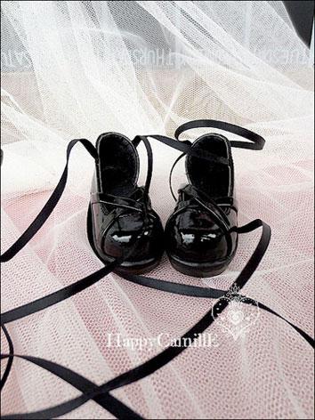 ドール靴 SDサイズ人形用 リボン付き 黒い靴