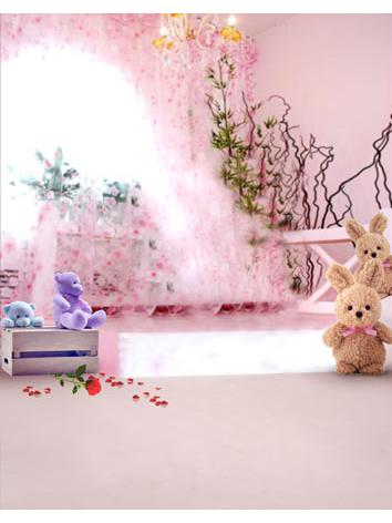 人形アイテム 人形用撮影背景の幕 y－2713 ピンクの女の子の部屋