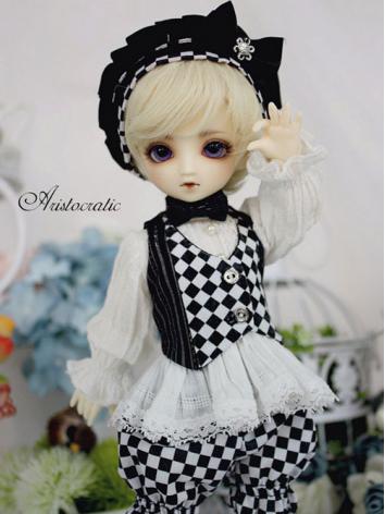 ドール衣装セット  幼SDサイズ人形用　　Hennessy　白色×黒色
