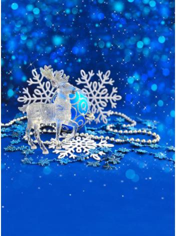 人形アイテム 人形用撮影背景の幕　y5938　クリスマス　雪花　青色