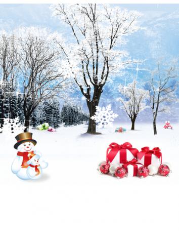 人形アイテム 人形用撮影背景の幕　y5952　クリスマス　雪だるまとプレゼント