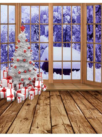 人形アイテム 人形用撮影背景の幕　y5896　クリスマス　紫色松木