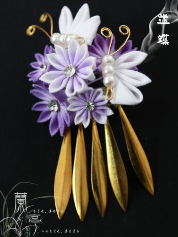 ドール用髪飾り 飾り物 SDサイズ人形用 迷蝶 紫色