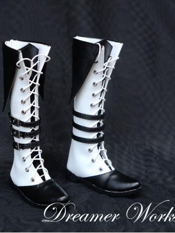 ドール靴 70cm/SD/MSDサイズ人形用 黒*白色...