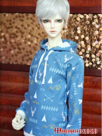 ドール用衣装 70cm/SD/MSD/YSDサイズ人形用 パーカー ブルー色 男用