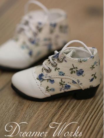 ドール靴 BJD SD/MSDサイズ人形用 ホワイト系+花柄靴