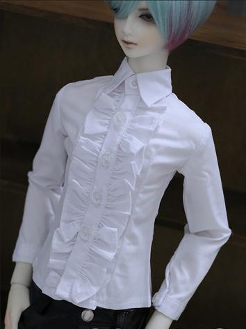 ドール服 70cm、SD、MSD人形衣装 男 白 長袖 シャツ