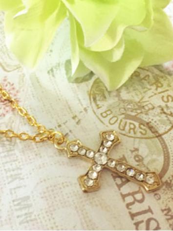 ドール用ネックレス 飾り物 SDサイズ人形通用 十字架 ゴールド