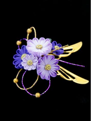 ドール用髪飾り 飾り物 用ヘアピン SDサイズ人形 紫色 飛羽