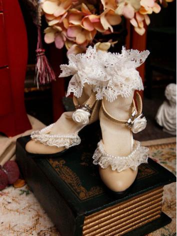 ドール靴 BJD SDサイズ人形用 女用 ベージュ色 ハイヒール