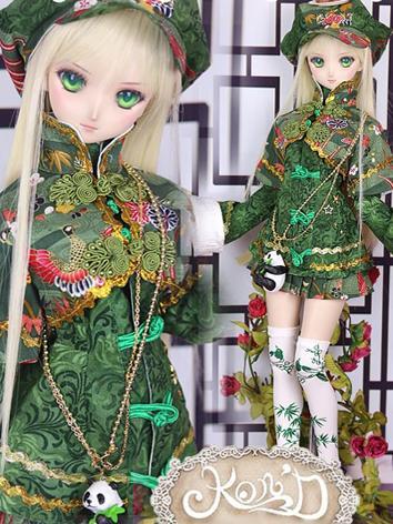 ドール服 中華風 SD/DDサイズ人形 洋服セット 緑色 女性用
