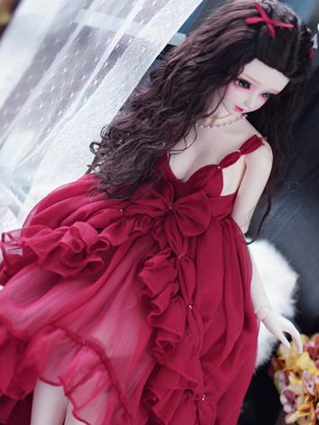 ドール用服 ドレス 赤色/青色/グレー/ベージュ SD/MSDサイズ人形用 女性用
