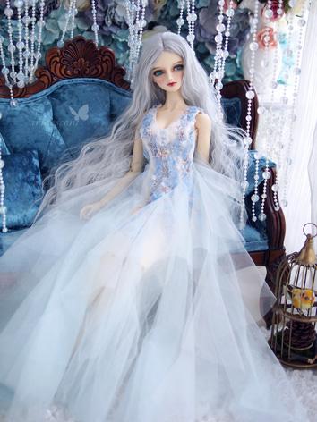 ドール衣装 ウディングドレス ブルー+ホワイト 精霊瀑布 SD/SDgr/SD16サイズ人形用 ドレス 女用