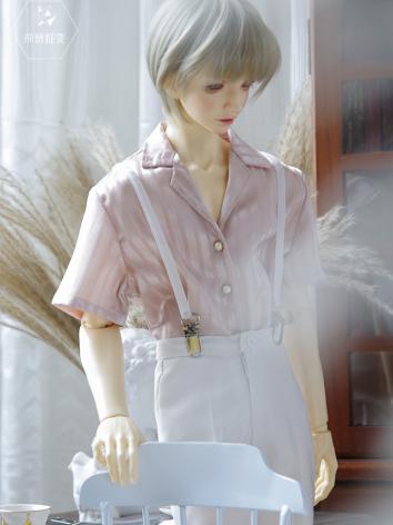 BJD 球体関節人形用 男性用 シャツ SD17/POPO68サイズ用 ピンク/ホワイト
