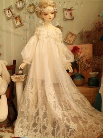 BJD 球体関節人形用 ドール衣装 1/2/SD/MSDサイズ人形用 ドレス ホワイト
