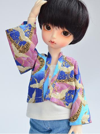 BJDドール用衣装 羽織 鶴パターン 幼SD/IMDA3.0サイズ人形用