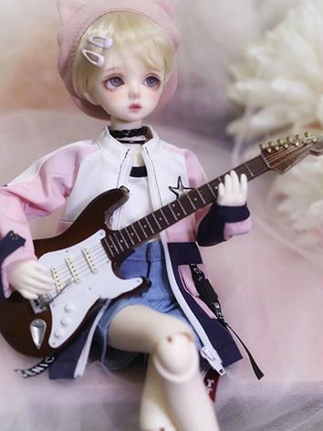 BJD ドール用 楽器 ギター 撮影道具 ブラウン/ホワイト MSDサイズ人形用