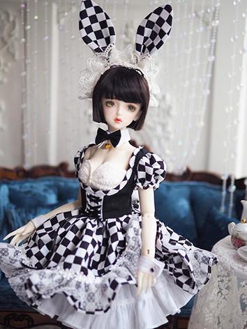 BJDドール用 バニーガール メイド衣装セット 白兎茶会 白黒 SDサイズ