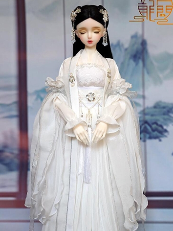ドール用服 チャイナドレス ホワイト 刺繍 女の子用 SD16/SD/MSDサイズ BJD