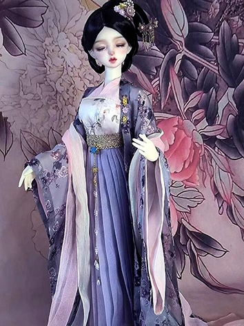 ドール用服 中華風　時代服 紫色 刺繍 女の子用 SD16/SD/MSDサイズ BJD