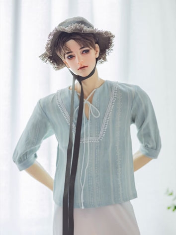 ドール用服 シャツ ホワイト ブルー POPO68/SD10女の子/Loongsoul73cmサイズ人形用A461 BJD