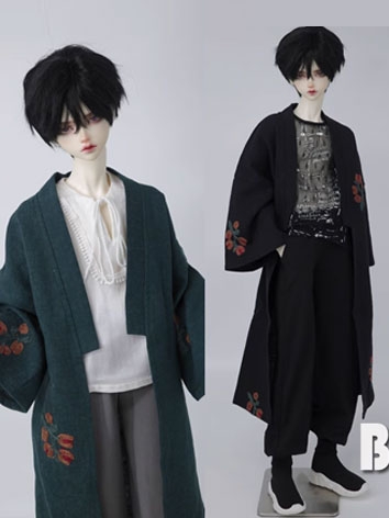 ドール用服 刺繍コート ダークグリーン ブラック POPO68/SD10女の子/Loongsoul73cmサイズ人形用A461 BJD