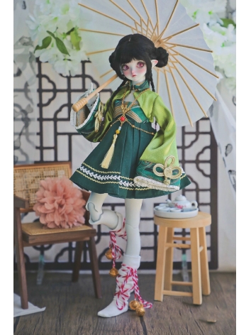 BJDドール用服 緑色 改良チャイナドレス 女の子用 1/4サイズ人形通用