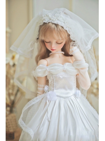 BJDドール用服 ドレス ホワイト 女の子用 1/4サイズ人形通用
