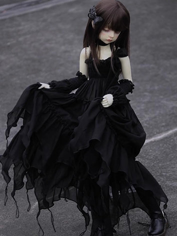 ドール用衣装 ドレス ブラック 女の子用 SDサイズ人形用 BJD