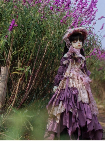 ドール用衣装 ドレス 紫色 女の子用 SDサイズ人形用...