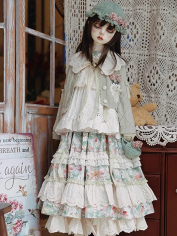ドール用衣装 ドレス ワンピース グリーン 女の子用 SDサイズ人形用 BJD