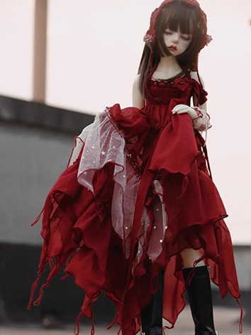 ドール用衣装 ドレス ワンピース 赤色/ピンク/ベージュ 女の子用 SD/MSDサイズ人形用 BJD