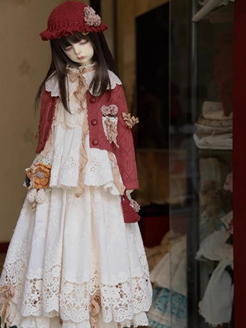 ドール用衣装 ドレス ワンピース 赤色 女の子用 SD/MSDサイズ人形用 BJD