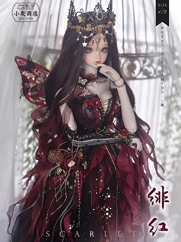 ドール服 ウェディングドレスセット 【緋紅】赤色 SDサイズ人形用衣装