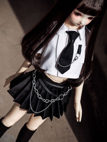 ドール用服 衣装セット 洋服 ブラック ホワイト 女の子 MSD/幼SDサイズ用 BJD