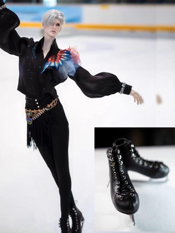 ドール用スケート靴　ブラック/ホワイト  MSD/70サイズ人形用 BJD DOLL