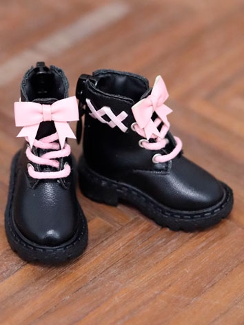 ドール用お靴　ブラック+ピンク YOSD/MSDサイズ人形用 球体関節人形用 BJD