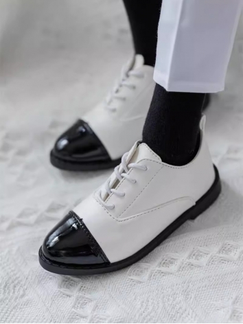 ドール用お靴 ホワイト*ブラック 革靴 75cm/70cm/SDサイズ人形用 球体関節人形 BJD