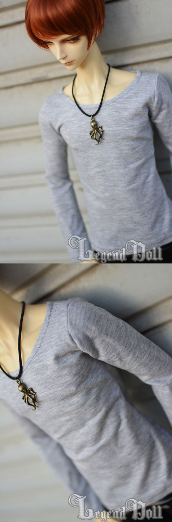 ドール服 70cm、SD、MSDサイズ人形衣装 A021 灰色　シャツ