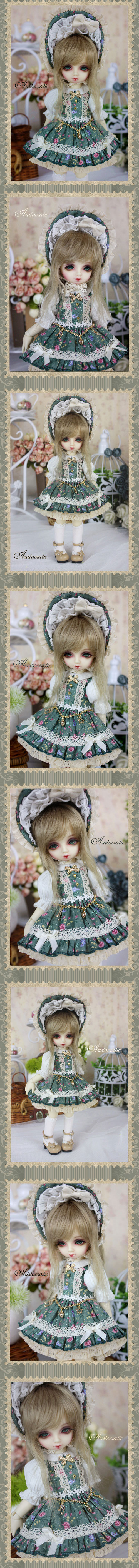 ドール衣装セット  幼SDサイズ人形用　 Tea Rose　緑色