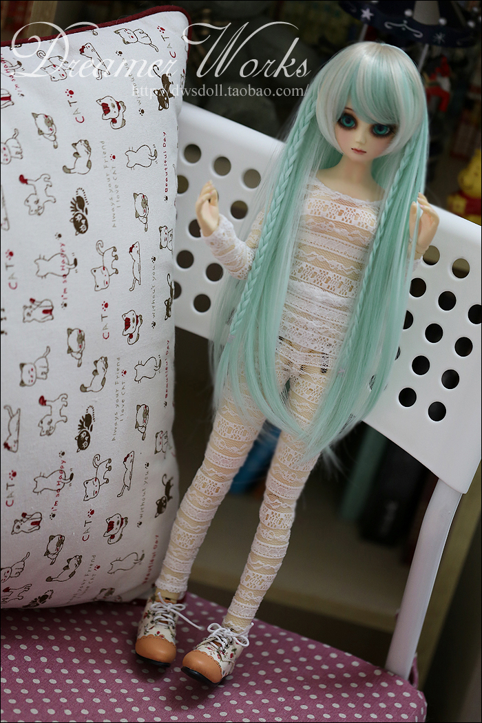 ドール用ウィッグ SD/MSDサイズ人形用ウィッグ 緑色　ストレート髪