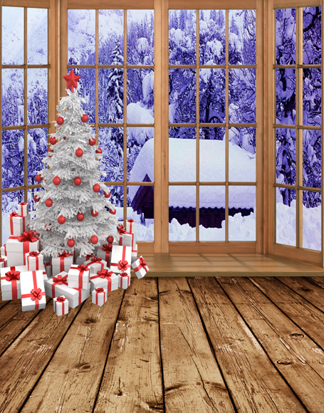 人形アイテム 人形用撮影背景の幕　y5896　クリスマス　紫色松木