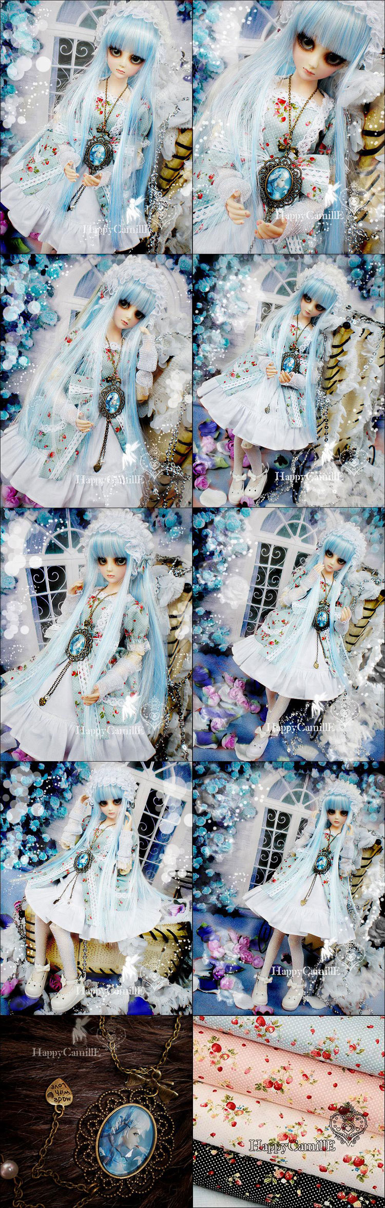 BJD Clothes blue winter dress set for MSD