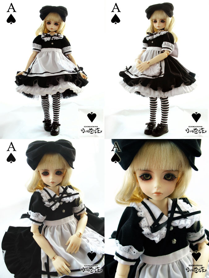 ドール服　幼SD/MSD/SDサイズ人形用衣装　黒白タイプ