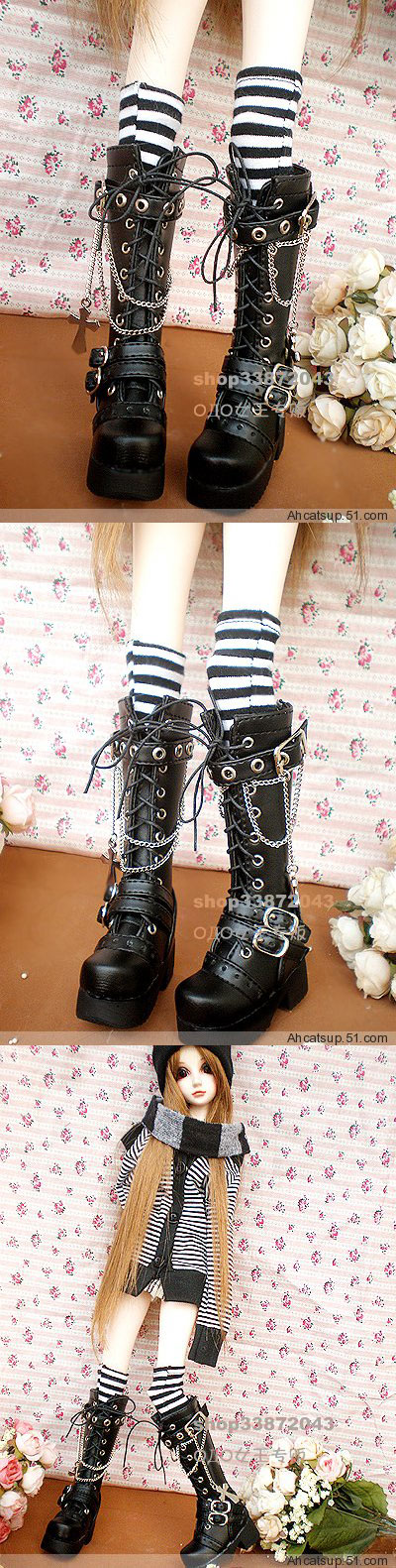 ドール靴 SDサイズ人形用 黒 Punk靴