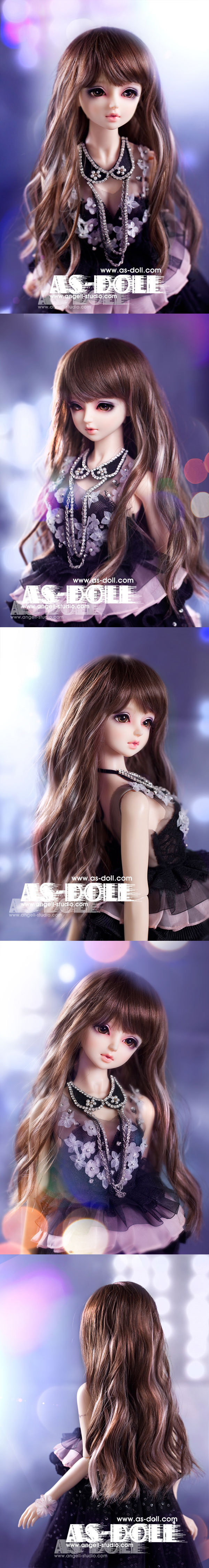 SDサイズ人形用ウィッグ ウィービング（茶色＆ピンク） WG314071