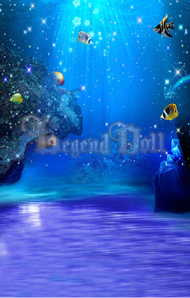 人形アイテム 人形用撮影背景の幕 y1210 海底の世界 