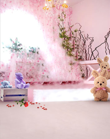 人形アイテム 人形用撮影背景の幕 y－2713 ピンクの女の子の部屋